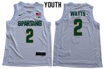 Youth Michigan State Spartans NCAA #2 Mark Watts White Authentic Nike 2019-20 Stitched College Basketball Jersey TL32G42FV